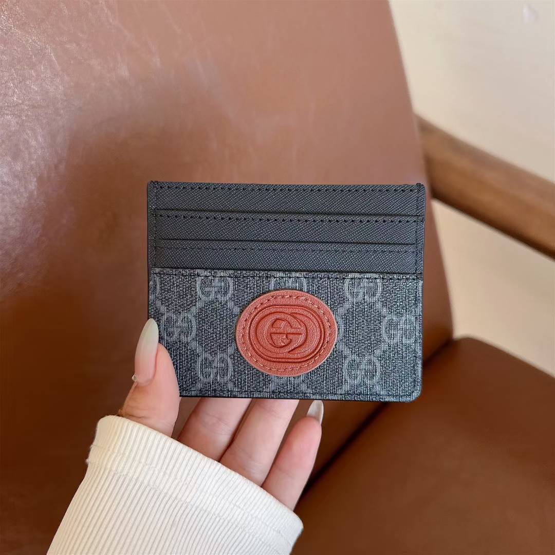 GG Leather Credit Card Holder - Premium Card Case