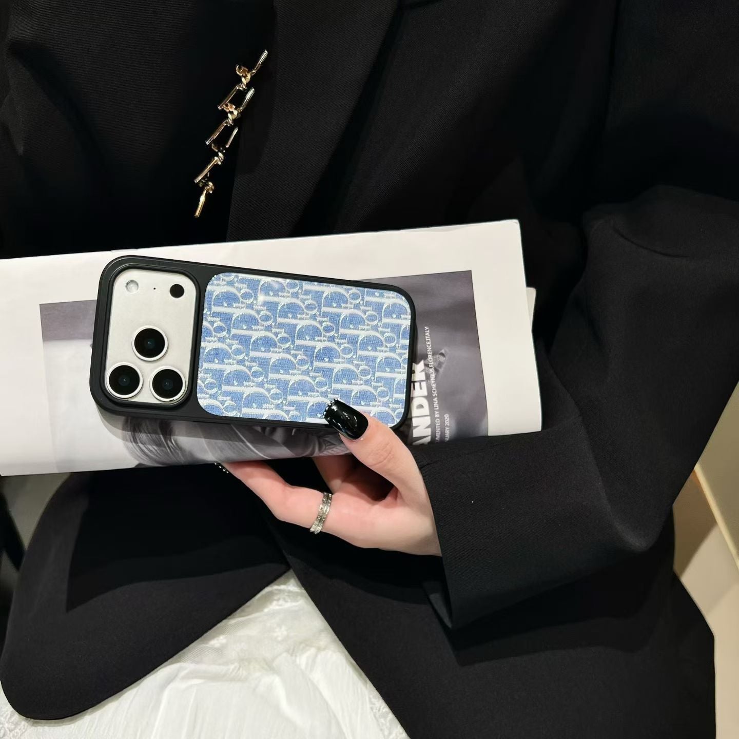 Luxury Sky Blue Floral Phone Case - Dior