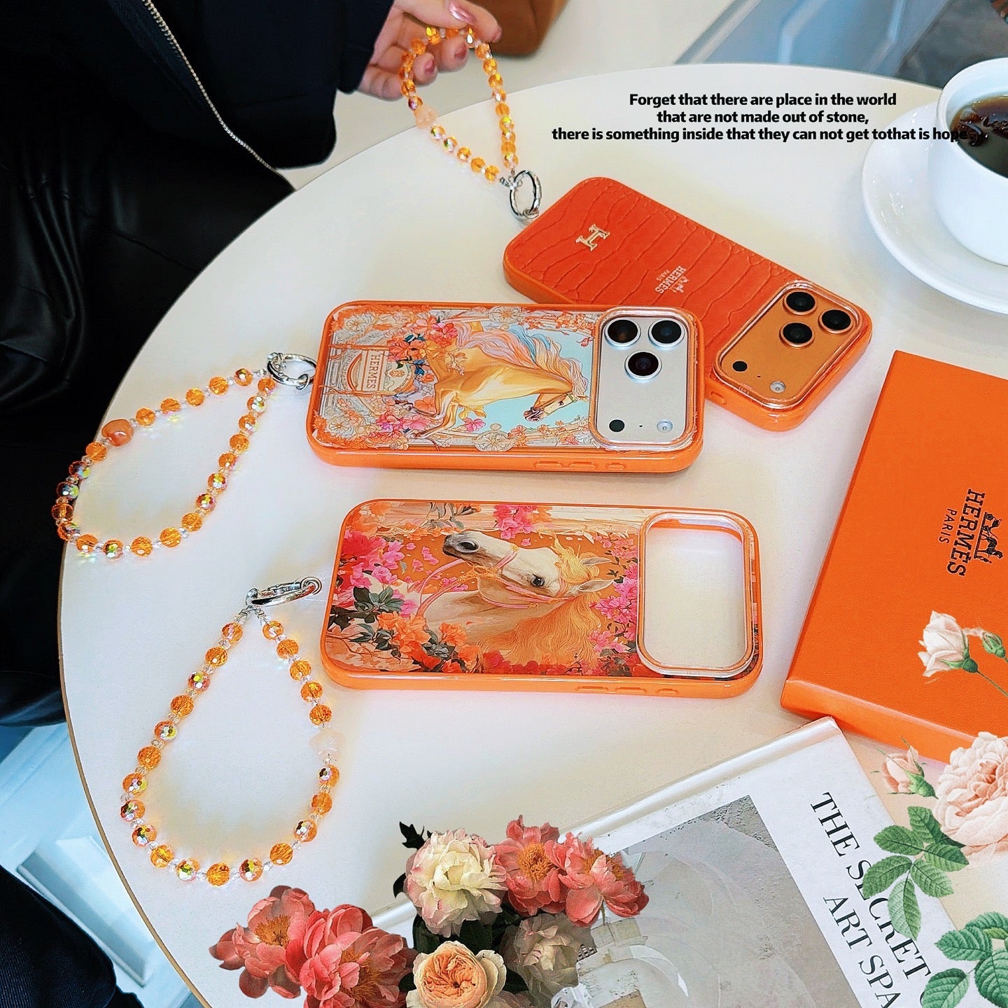 Hermès Orange iPhone Case - Fairy Horse Swarovski Luxury