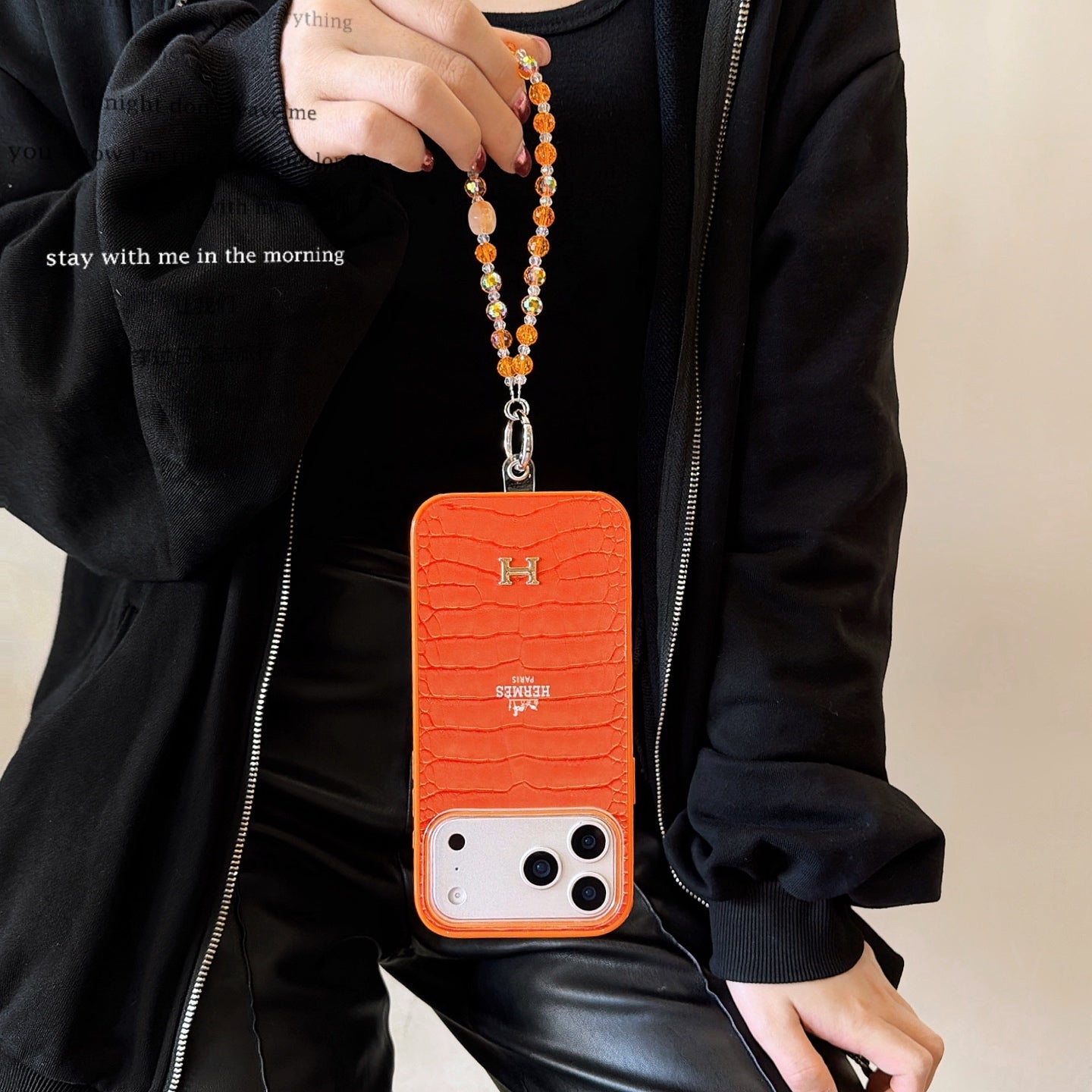 Hermès Orange iPhone Case - Fairy Horse Swarovski Luxury