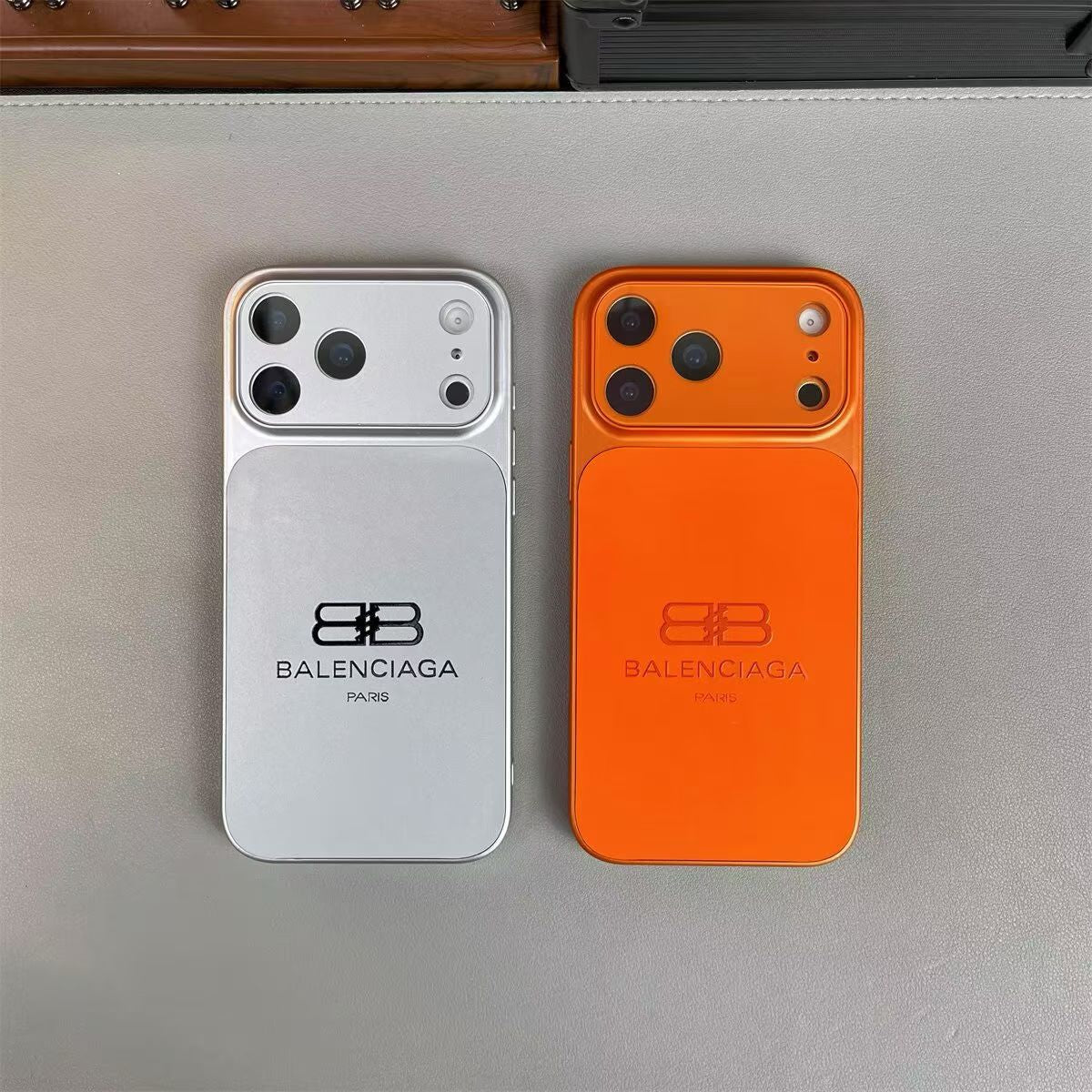 Balenciaga iPhone Case - White & Orange Design