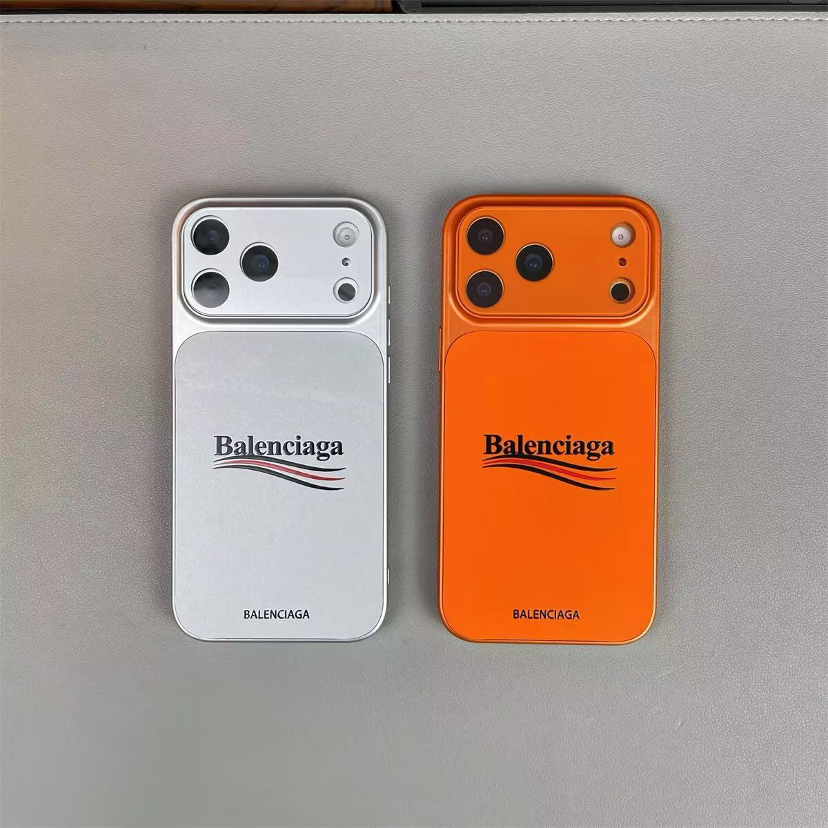 Balenciaga iPhone Case - White & Orange Design