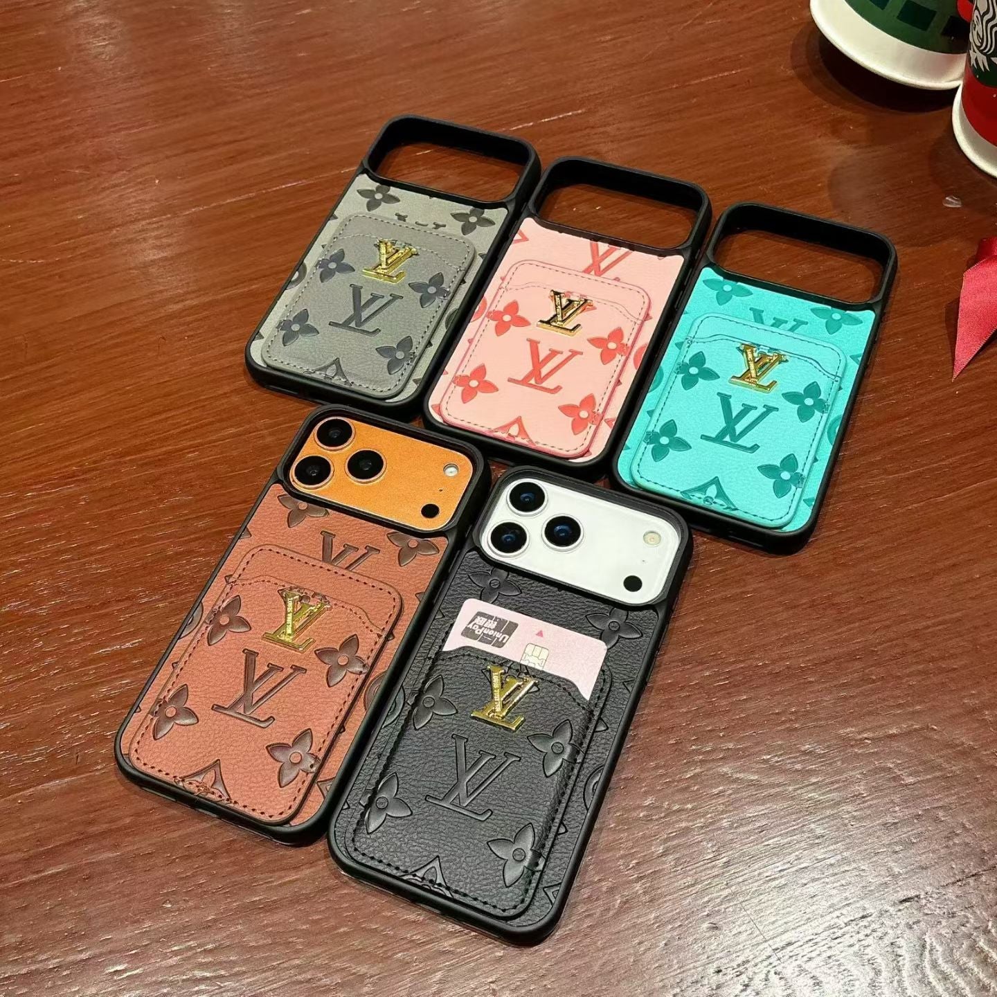 LV Leather Phone Case with Card Holder