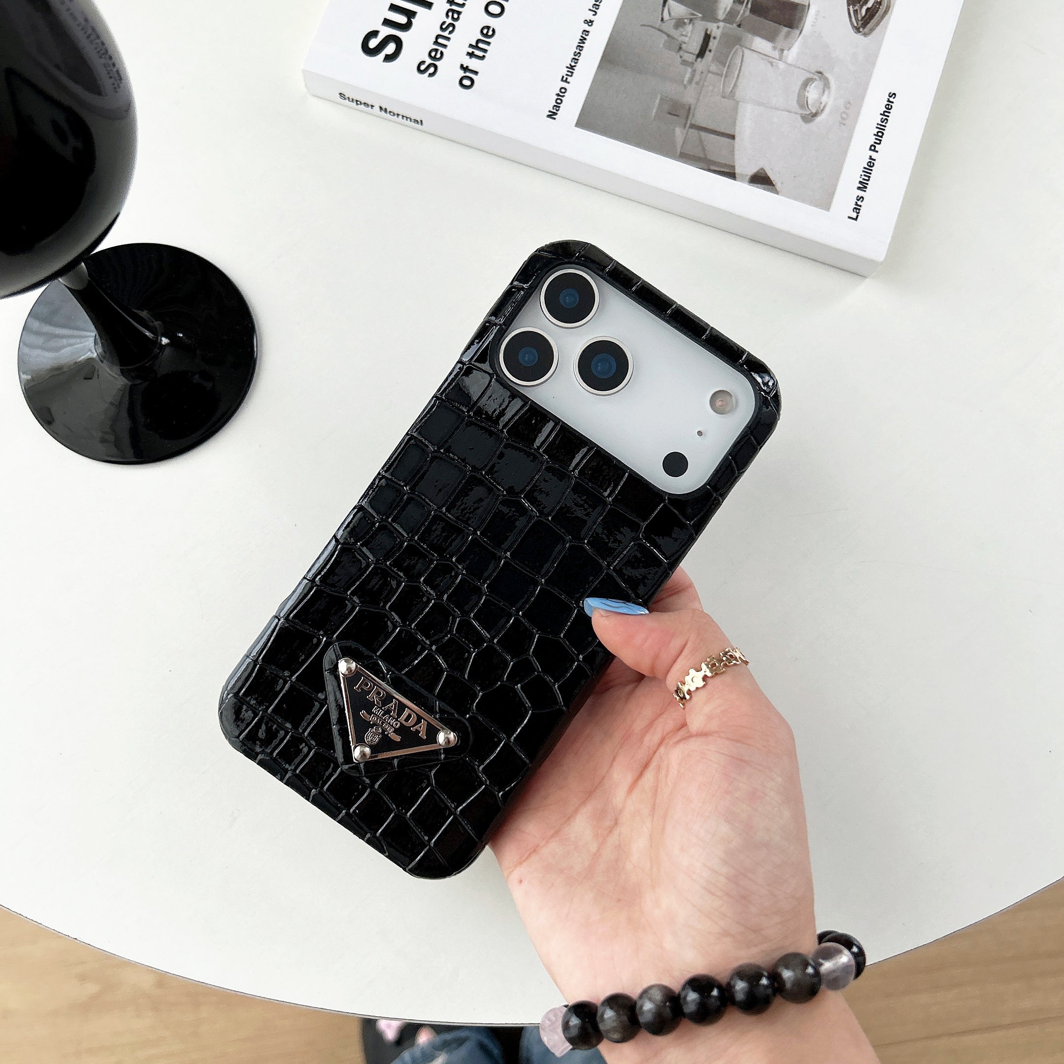 Prada Crocodile-Style Leather iPhone Case