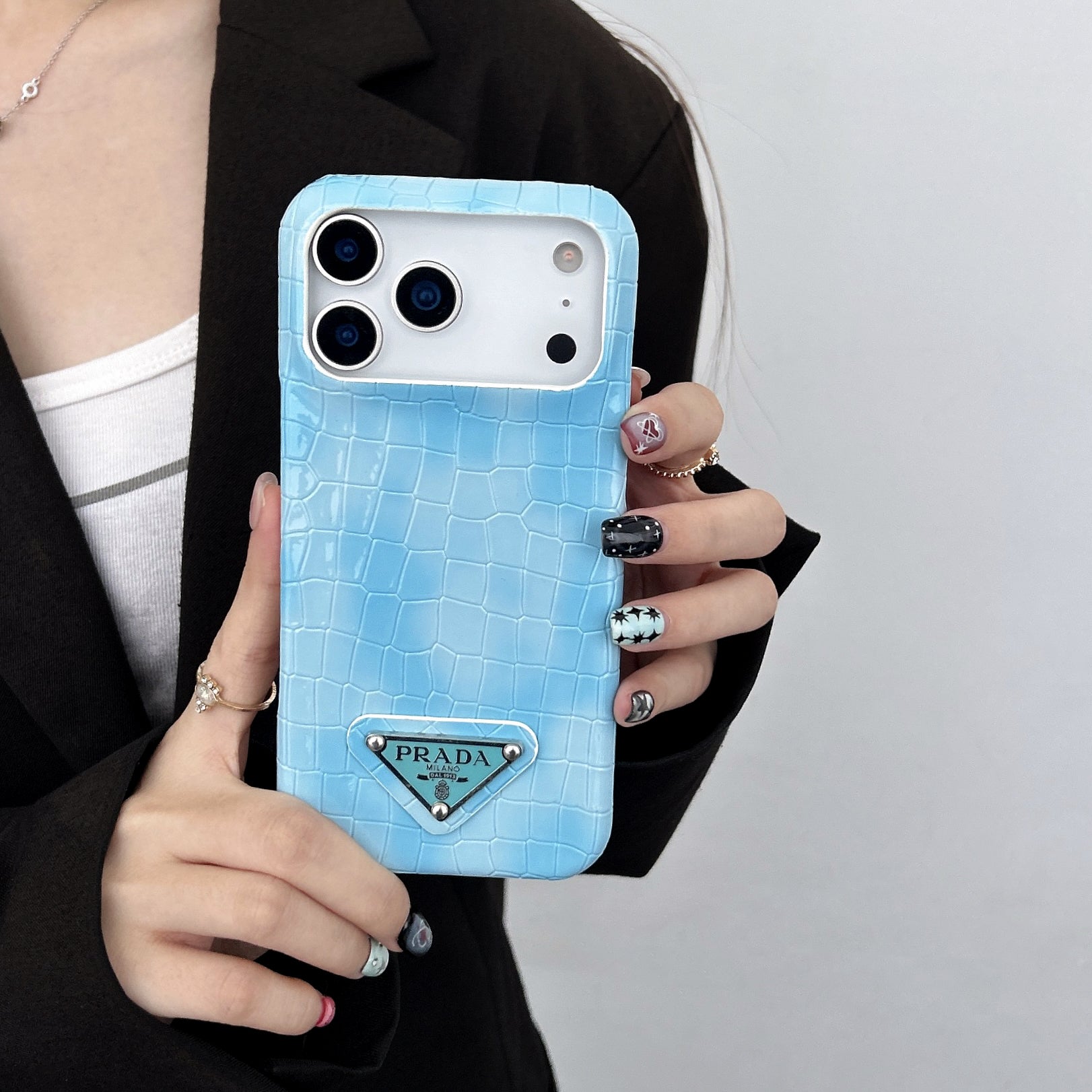 Prada Crocodile-Style Leather iPhone Case