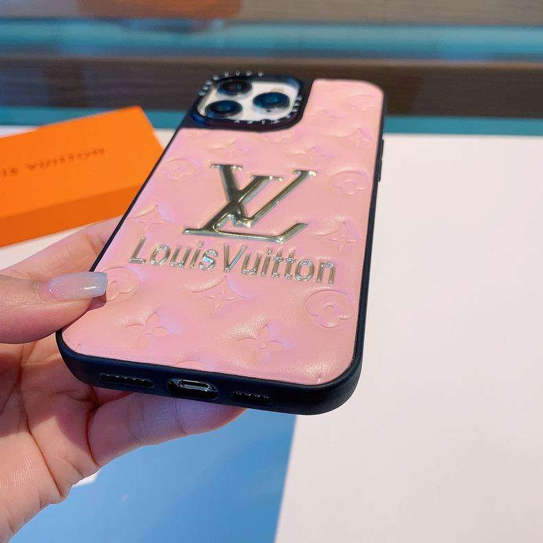 Pink Designer Style TPU Leather Case For iPhone 12-14 Pro Max