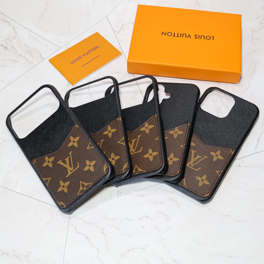 Monogram Card Holder Case for iPhone 12-17 Pro Max