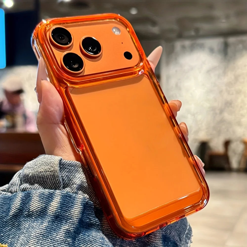 Luxury Transparent Shockproof Armor Orange Phone Case for Iphone 17 Pro Max 17 Pro 17 Clear Bumper Acrylic Cover 