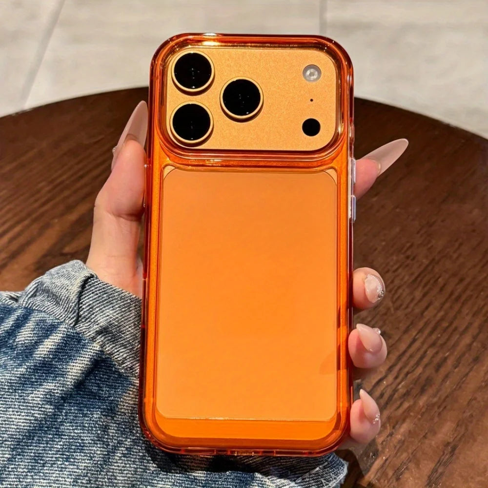 Luxury Transparent Shockproof Armor Orange Phone Case for Iphone 17 Pro Max 17 Pro 17 Clear Bumper Acrylic Cover 