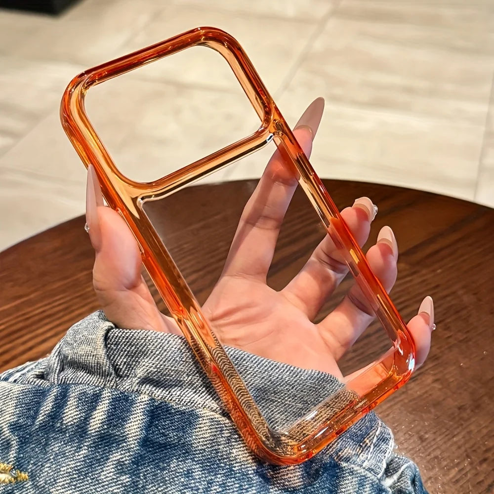 Luxury Transparent Shockproof Armor Orange Phone Case for Iphone 17 Pro Max 17 Pro 17 Clear Bumper Acrylic Cover 