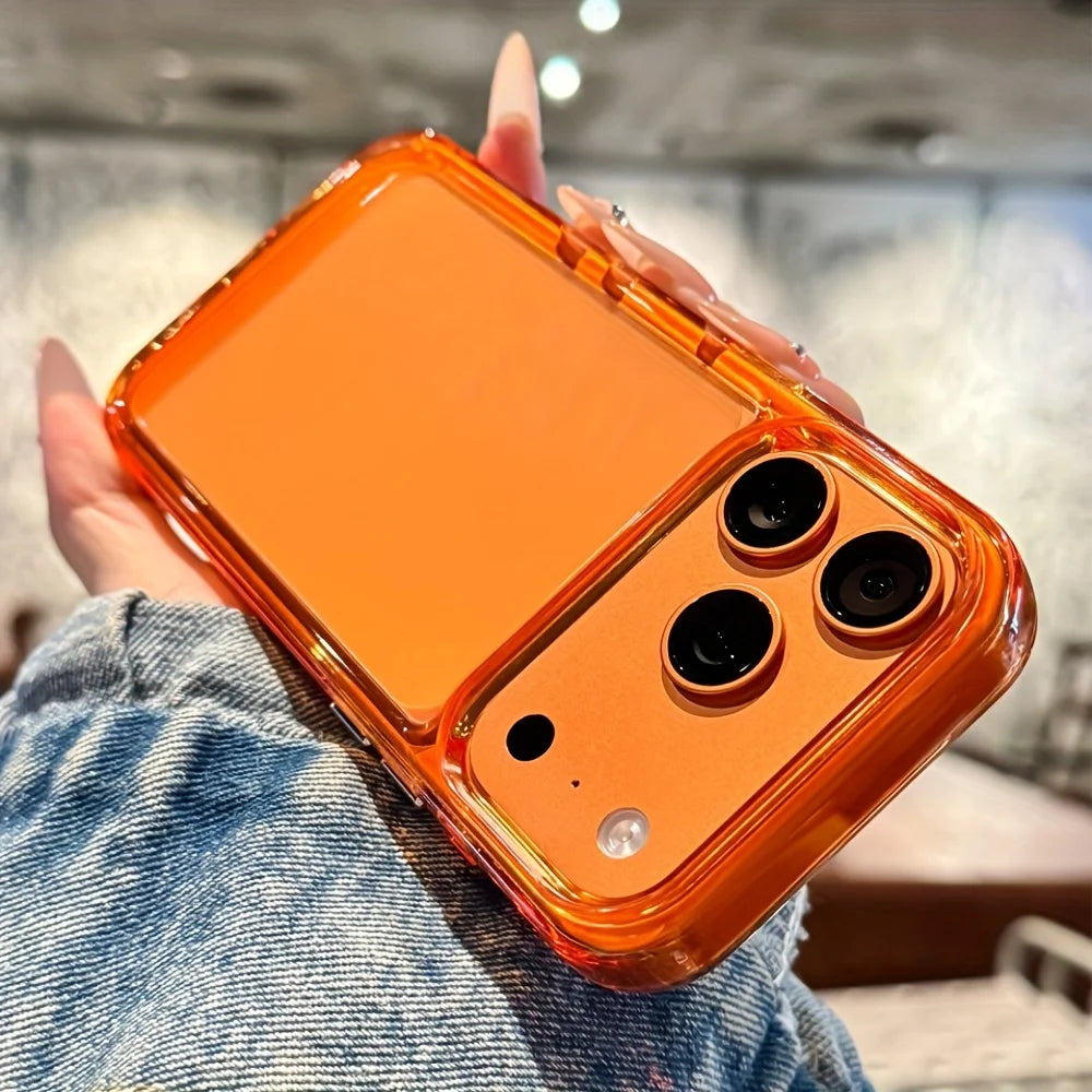 Luxury Transparent Shockproof Armor Orange Phone Case for Iphone 17 Pro Max 17 Pro 17 Clear Bumper Acrylic Cover 