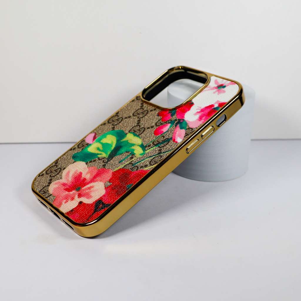 Red Bloom Print Leather Case For iPhone 11-16 Pro Max