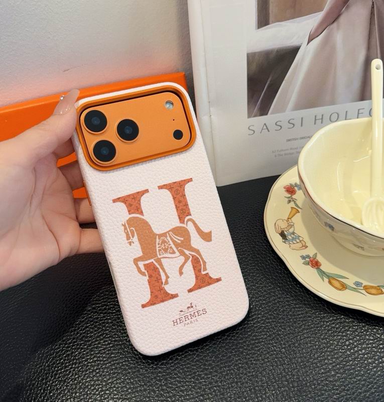 Hermes Leather Finish Phone Case for iPhone 17-17 Pro Max