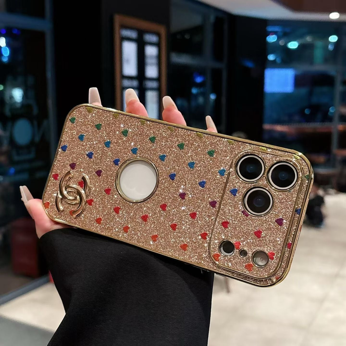 CC Glitter Heart Phone Case