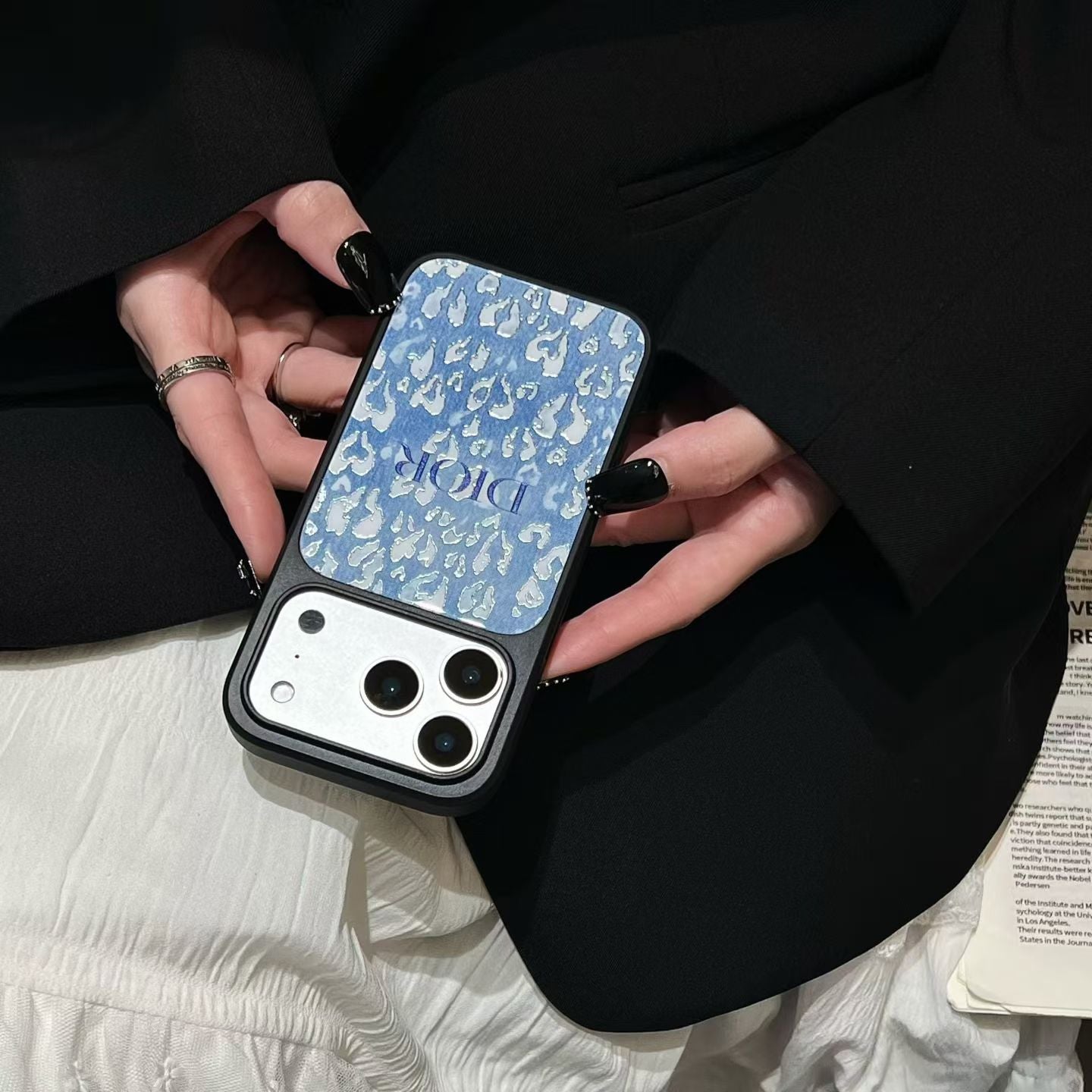 Luxury Sky Blue Floral Phone Case - Dior