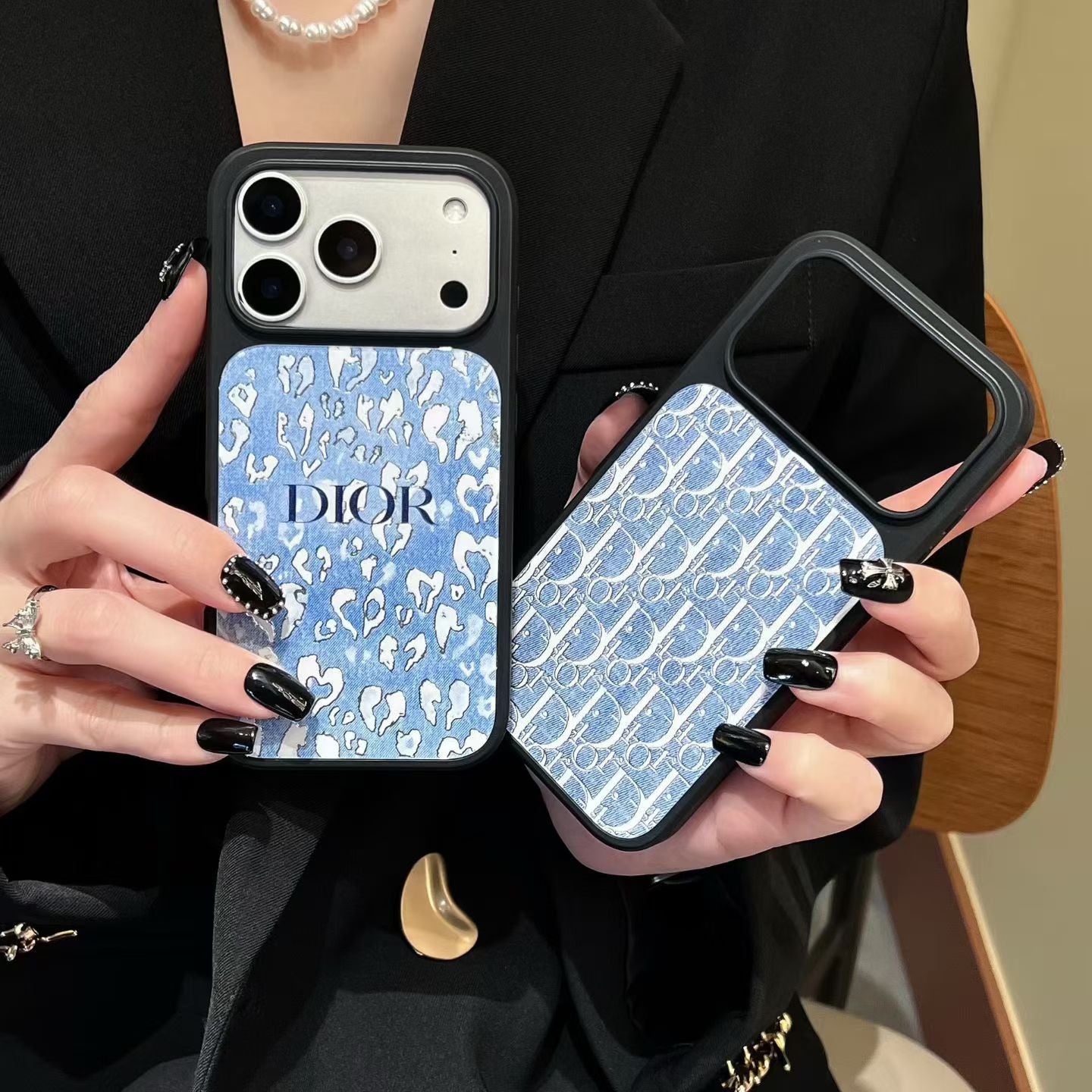 Luxury Sky Blue Floral Phone Case - Dior