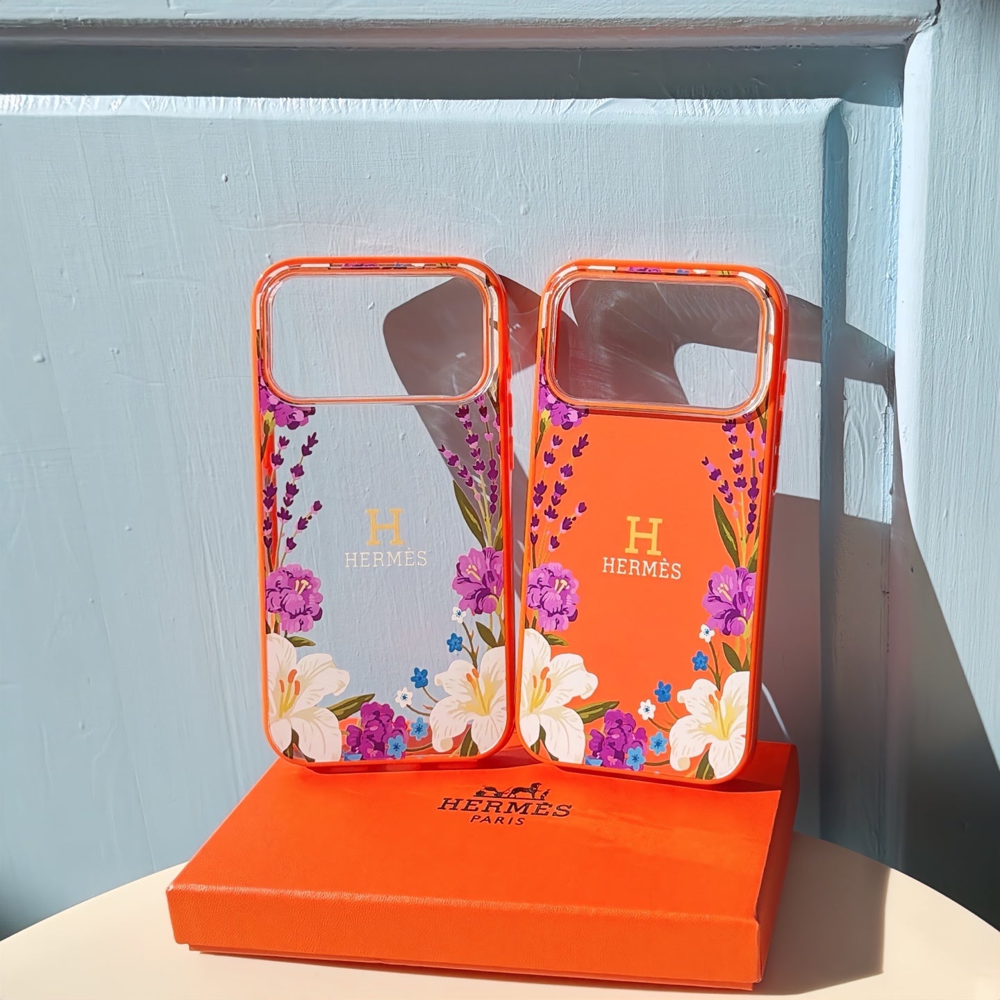Hermès Orange iPhone Case - Floral Swarovski Luxury