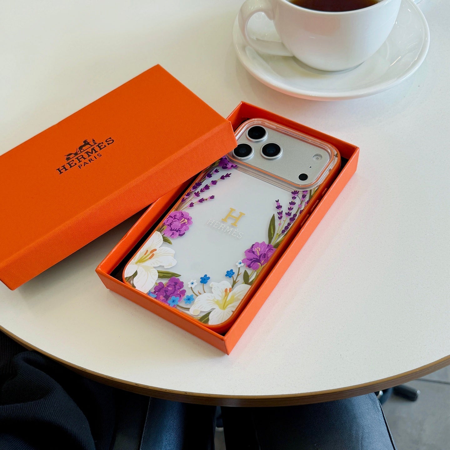 Hermès Orange iPhone Case - Floral Swarovski Luxury