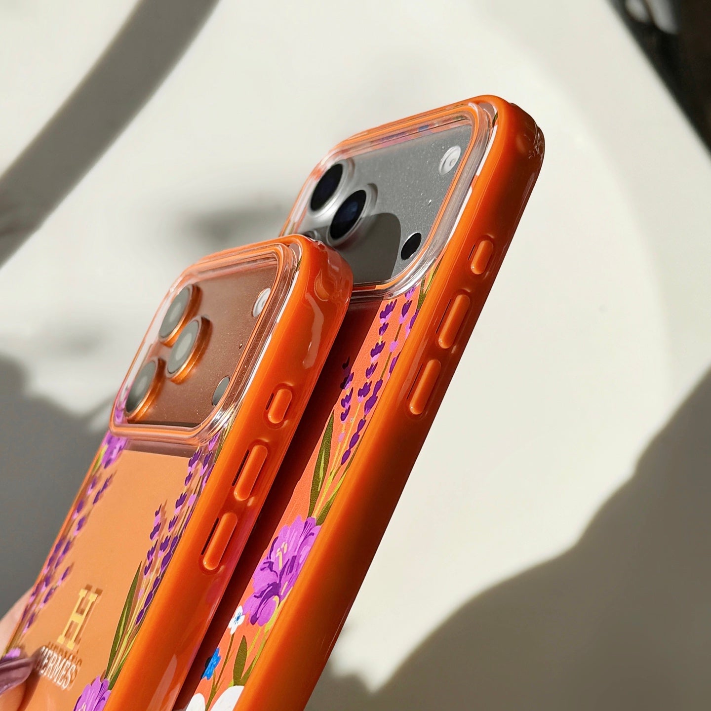 Hermès Orange iPhone Case - Floral Swarovski Luxury