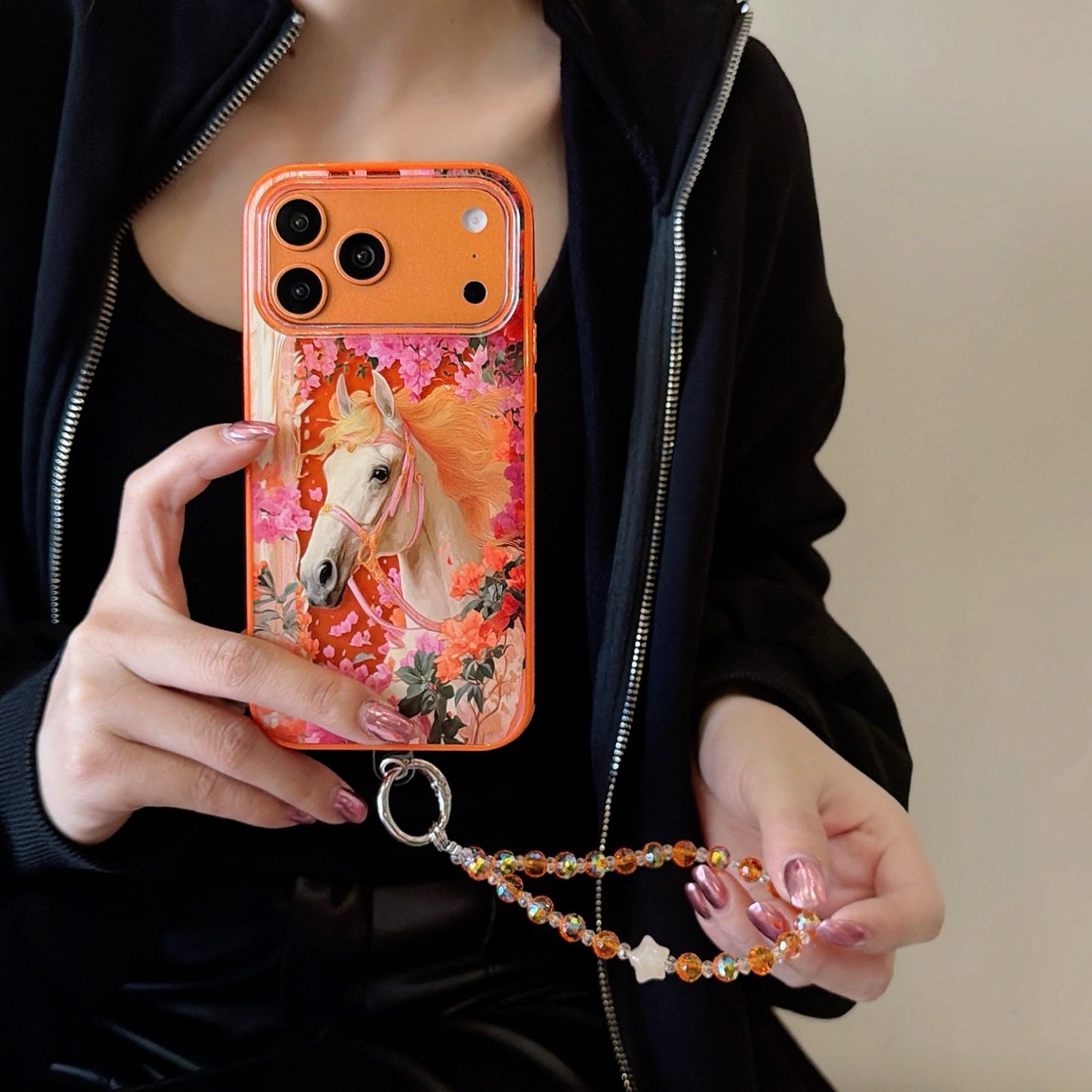 Hermès Orange iPhone Case - Fairy Horse Swarovski Luxury