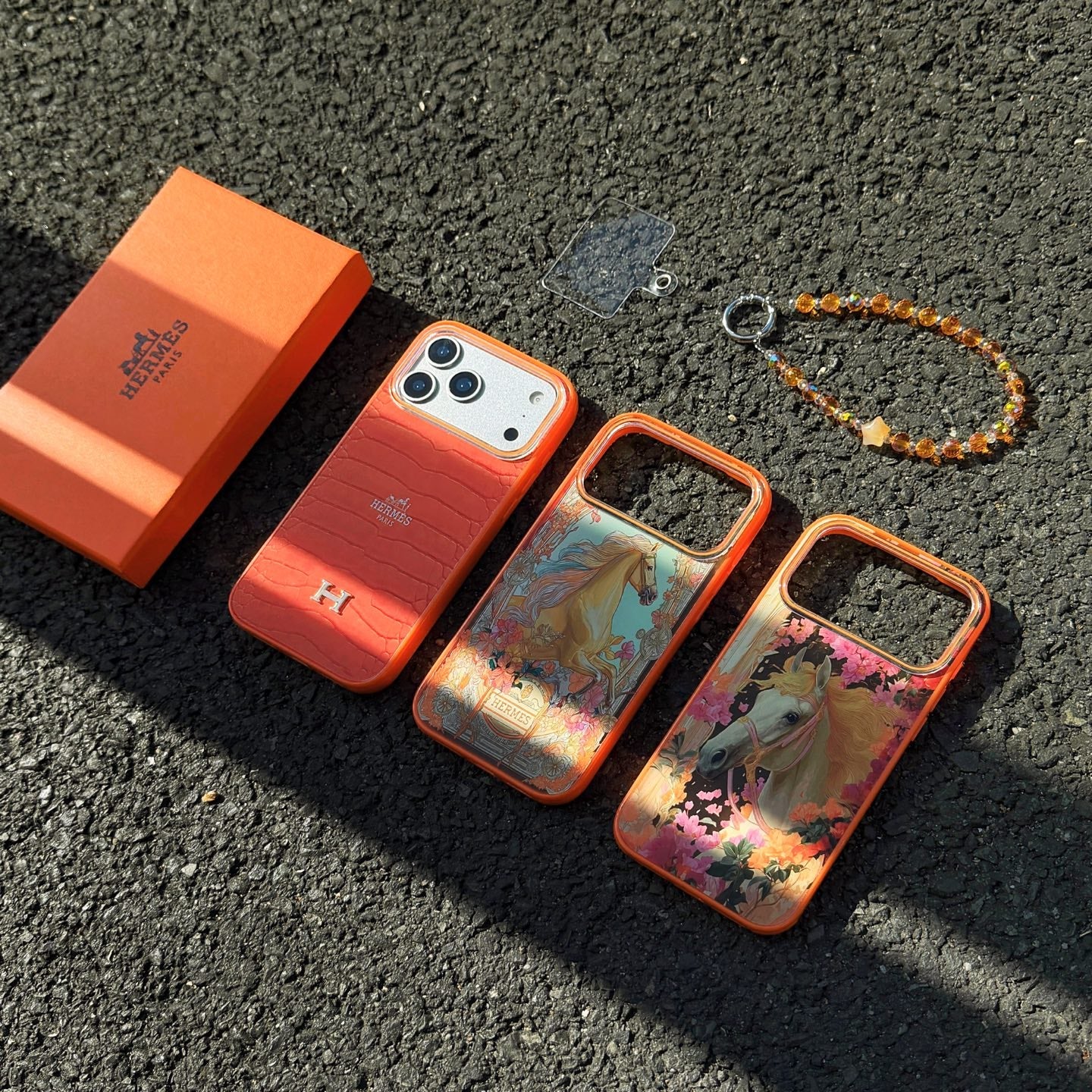 Hermès Orange iPhone Case - Fairy Horse Swarovski Luxury