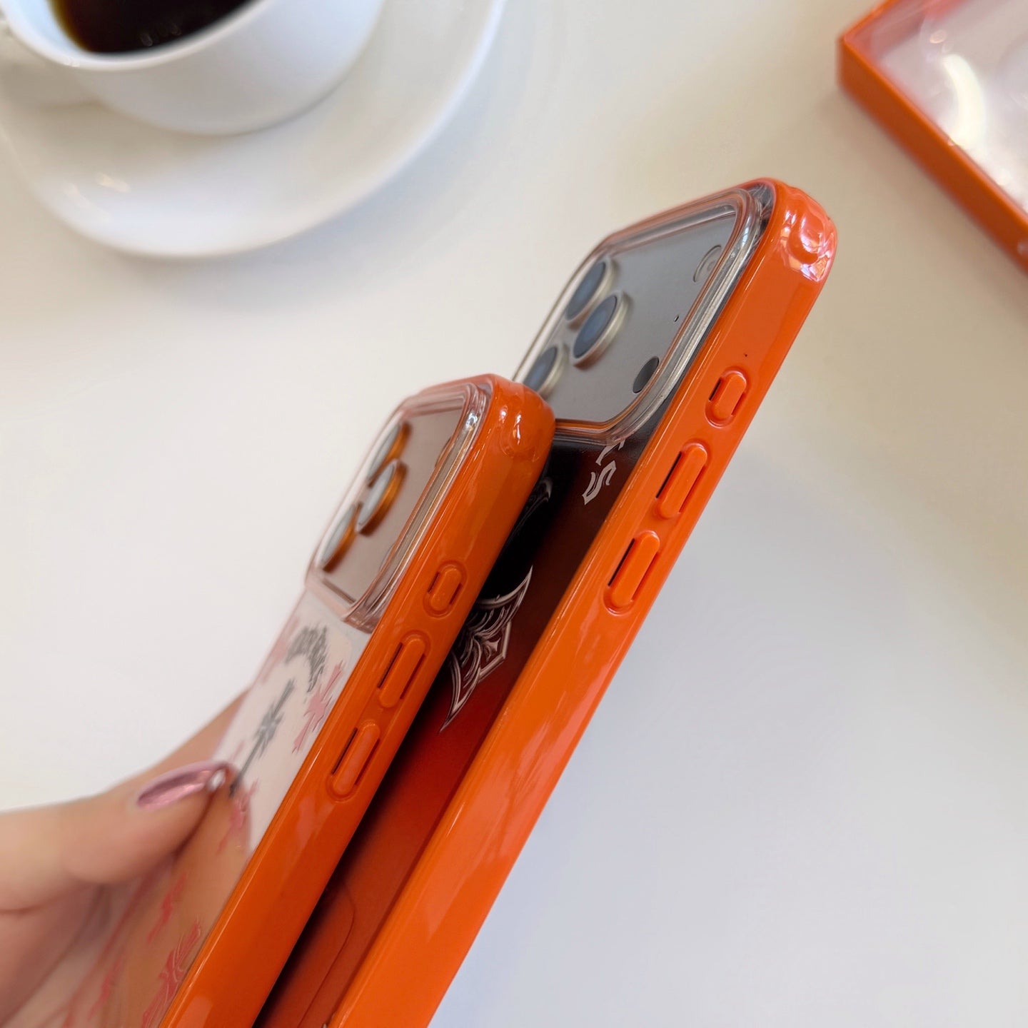 Black Cross Heart iPhone Case - Orange Background