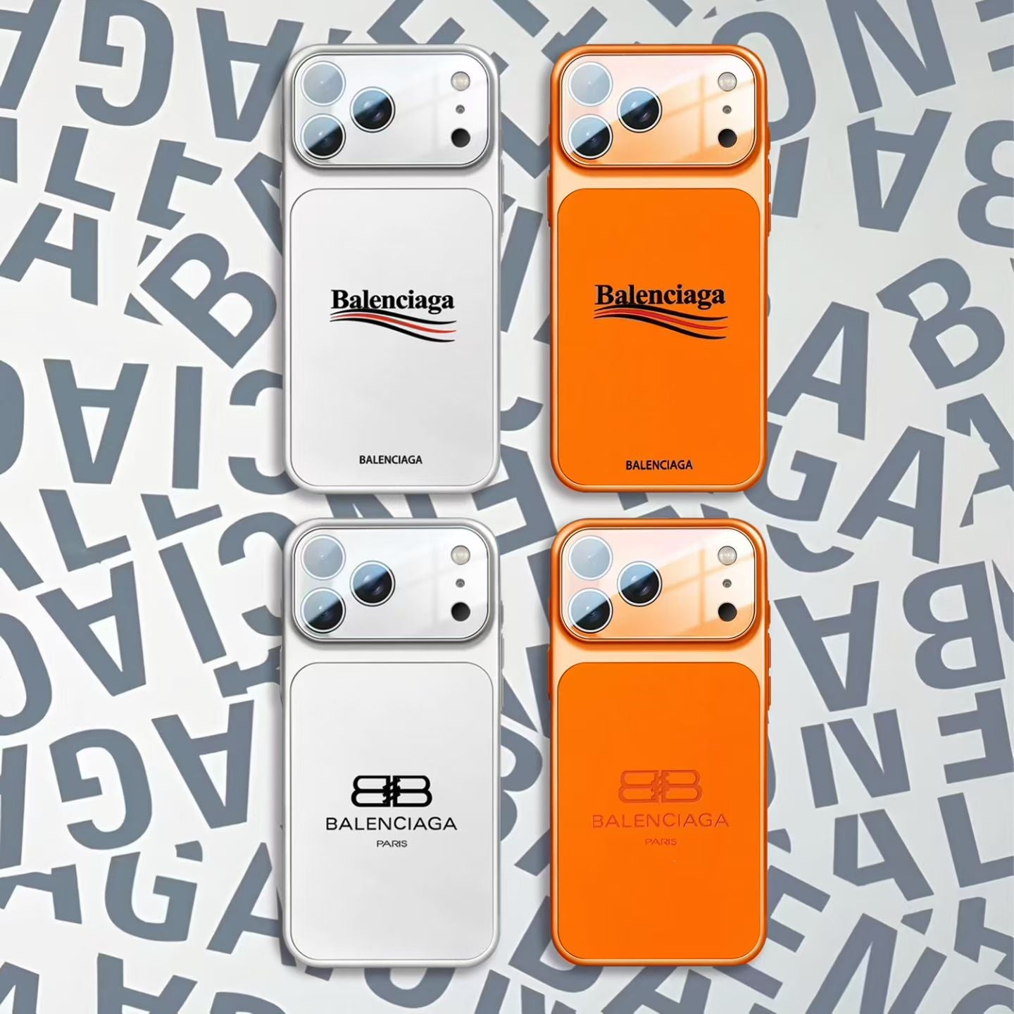 Balenciaga iPhone Case - White & Orange Design