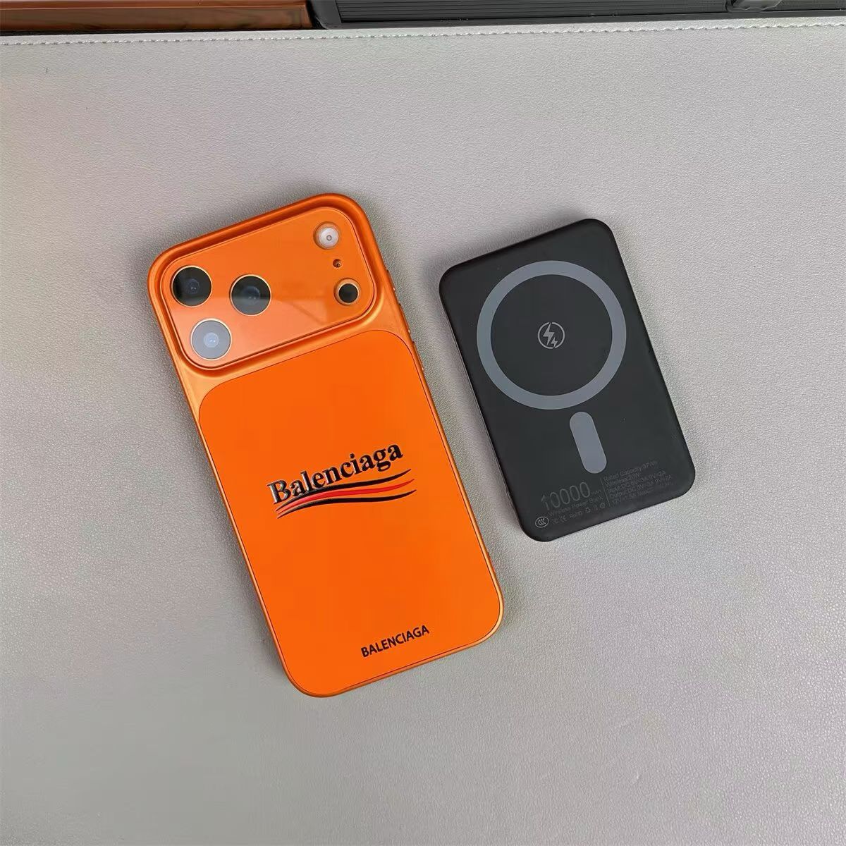 Balenciaga iPhone Case - White & Orange Design