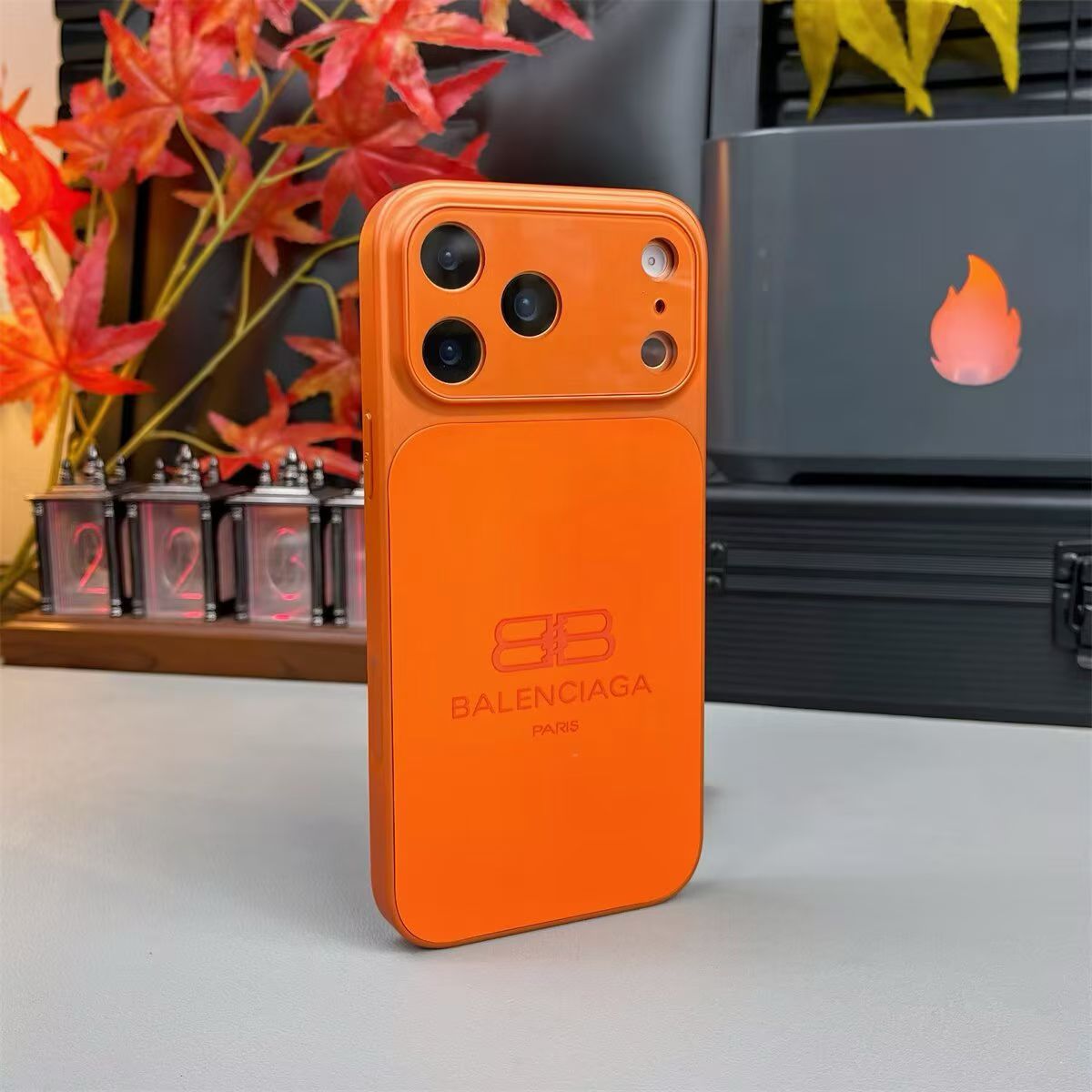 Balenciaga iPhone Case - White & Orange Design