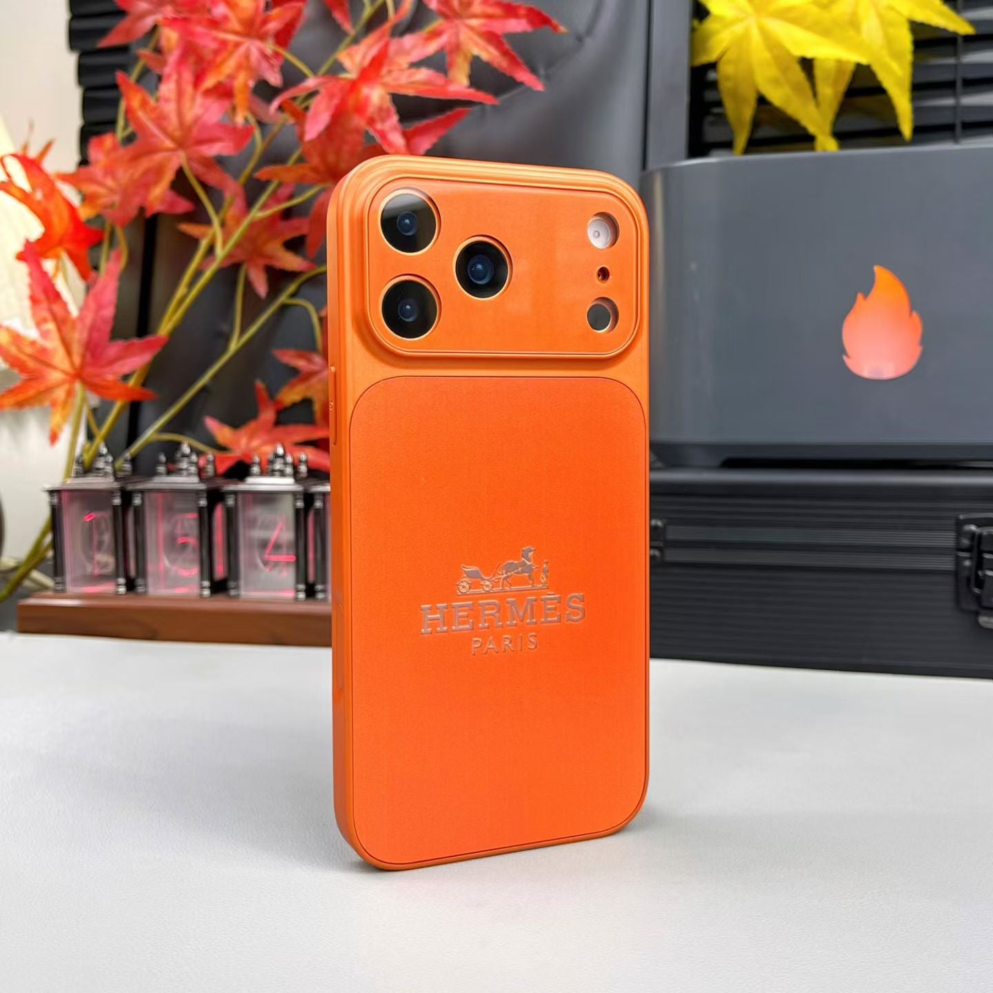 Hermès Orange iPhone Case - Premium Leather Protection