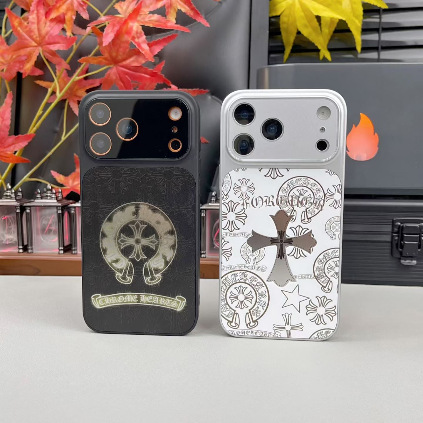 Black Cross Heart iPhone Case - White Background