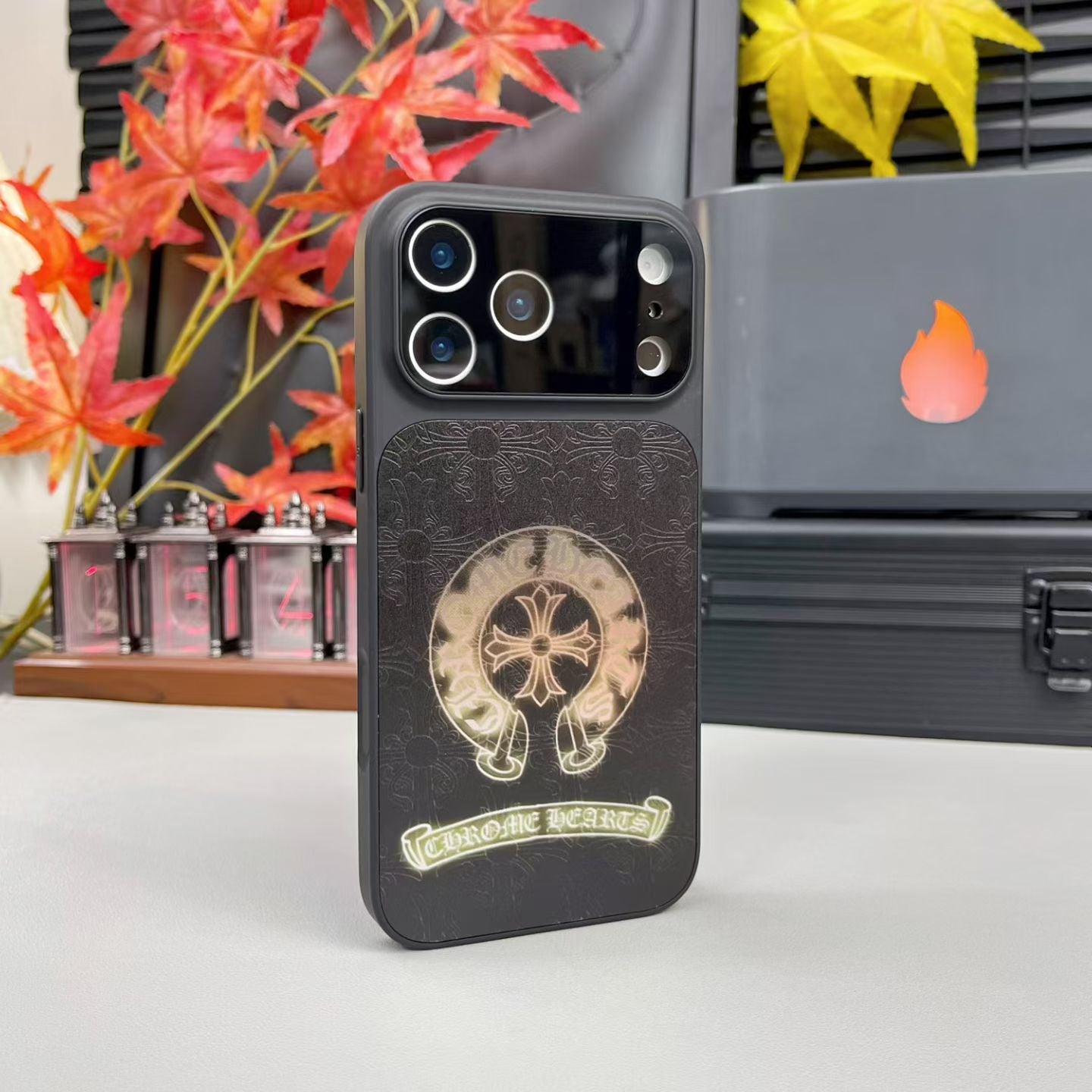 Black Cross Heart iPhone Case - White Background