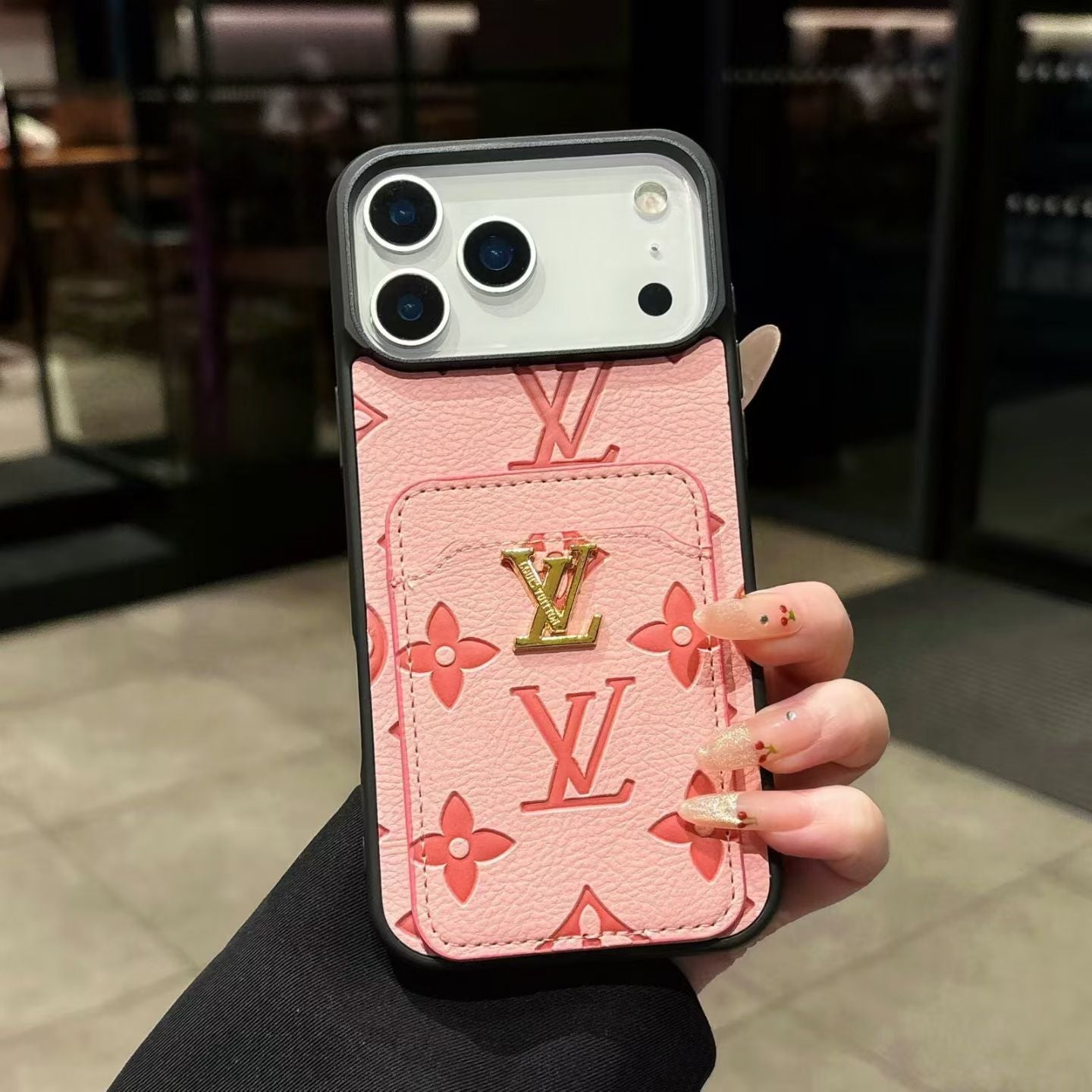 LV Leather Phone Case with Card Holder