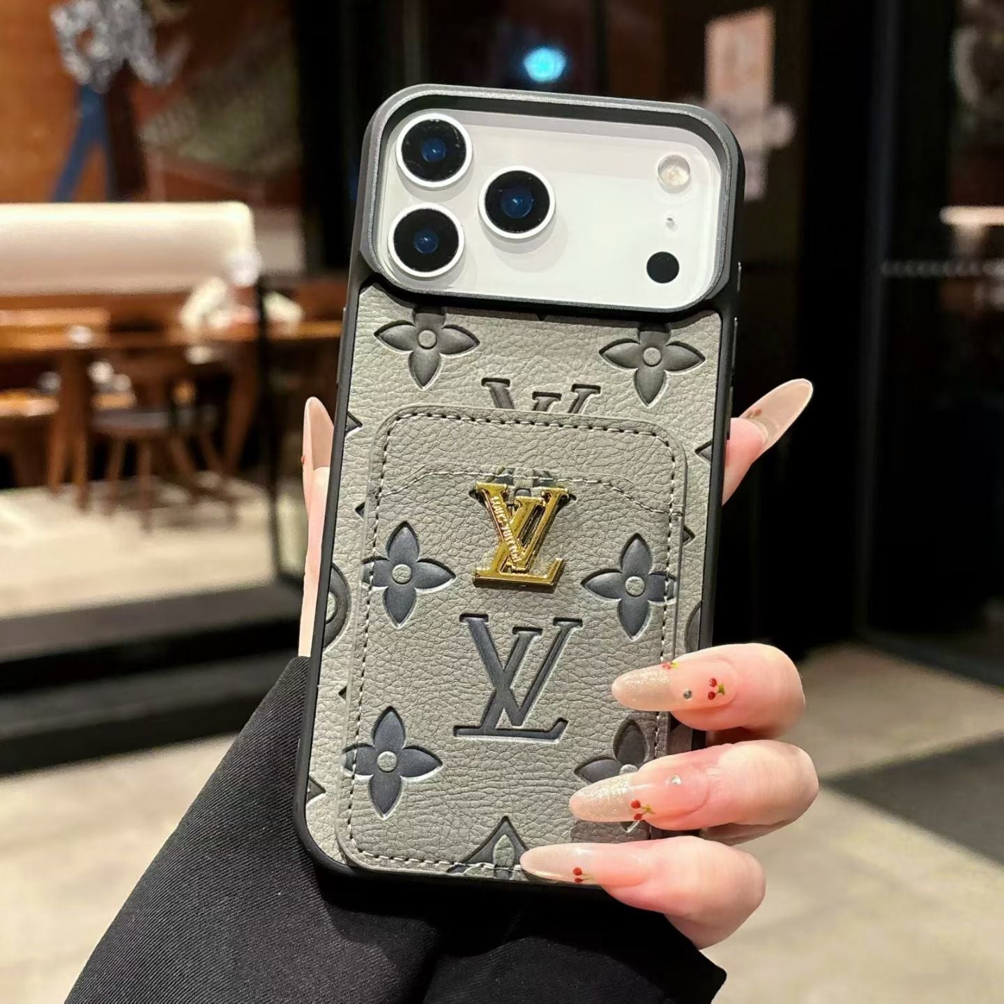 LV Leather Phone Case with Card Holder