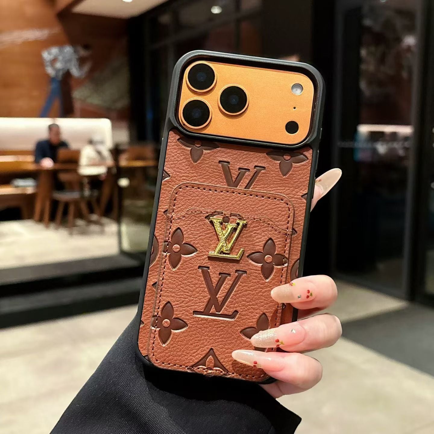 LV Leather Phone Case with Card Holder