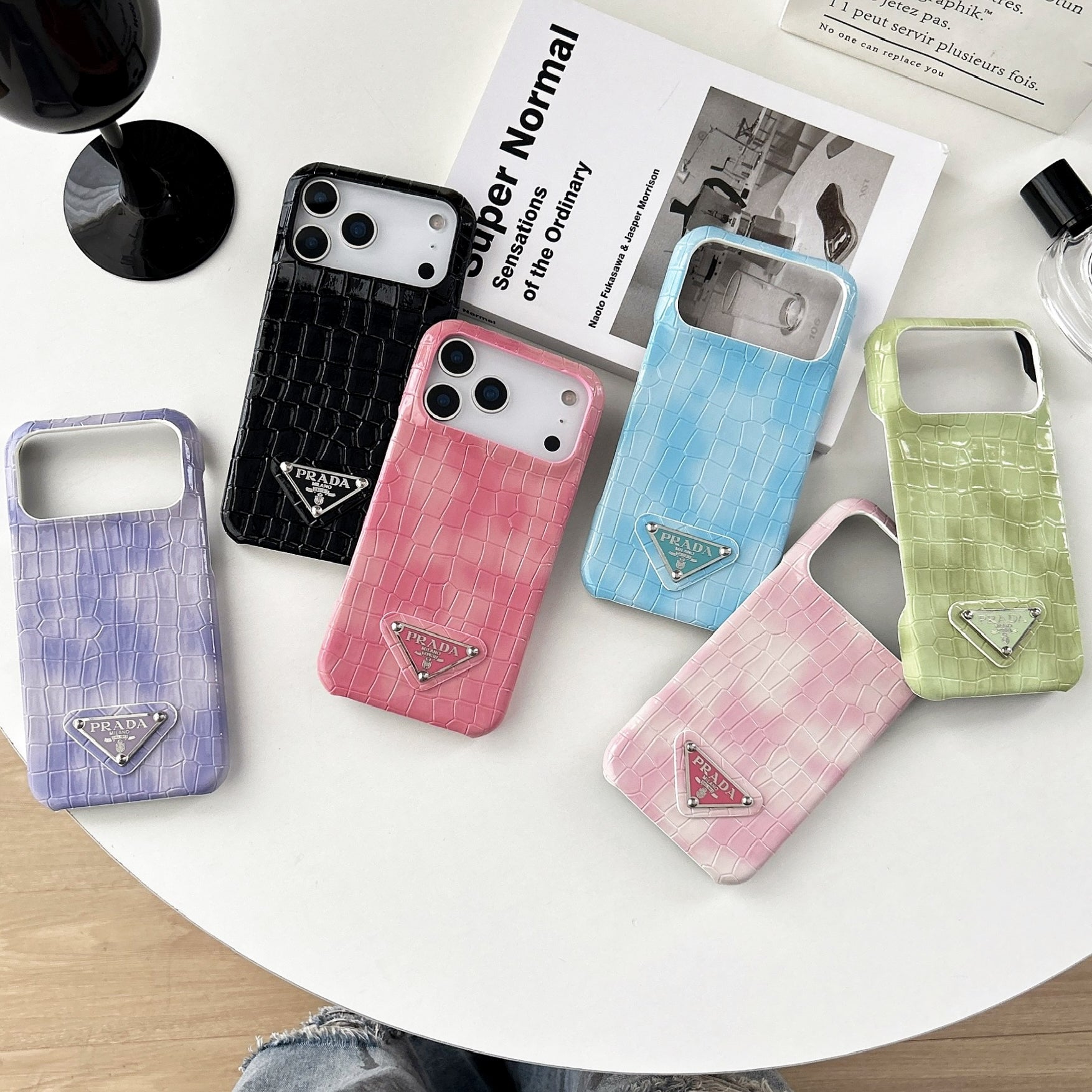 Prada Crocodile-Style Leather iPhone Case