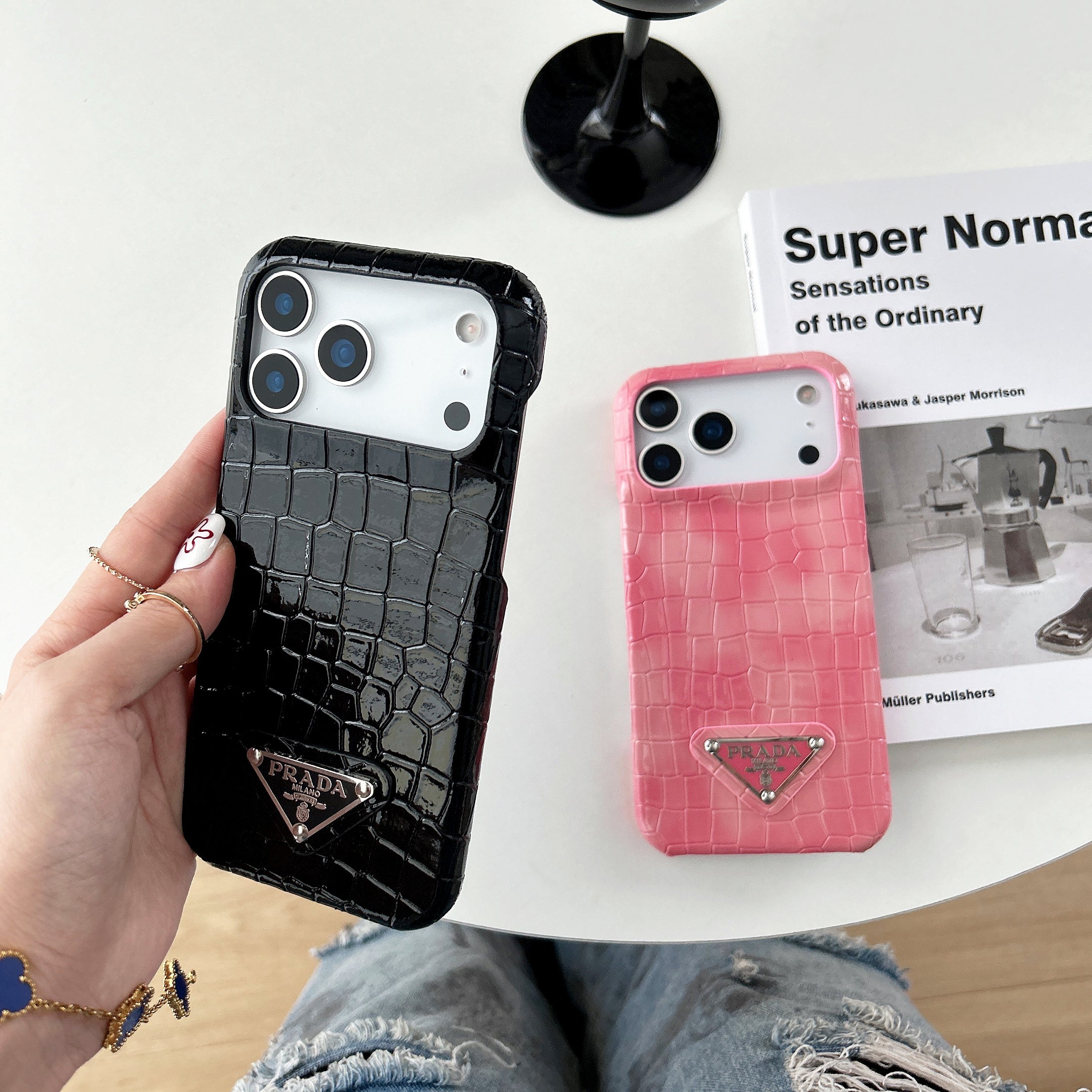 Prada Crocodile-Style Leather iPhone Case