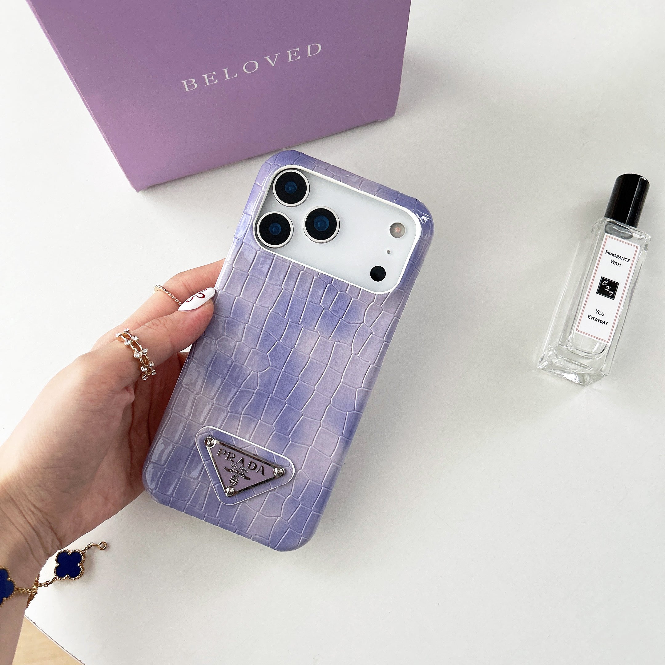 Prada Crocodile-Style Leather iPhone Case