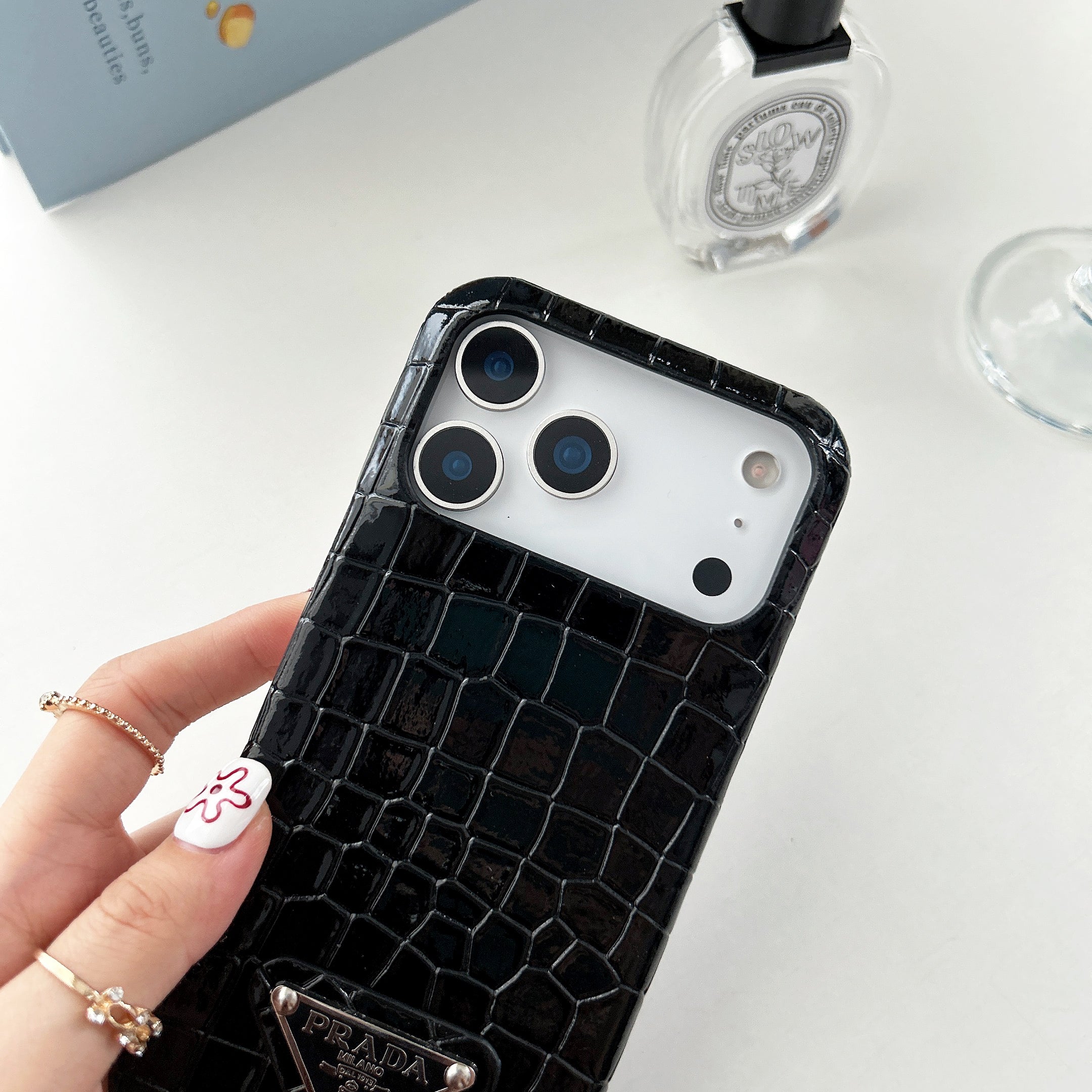 Prada Crocodile-Style Leather iPhone Case