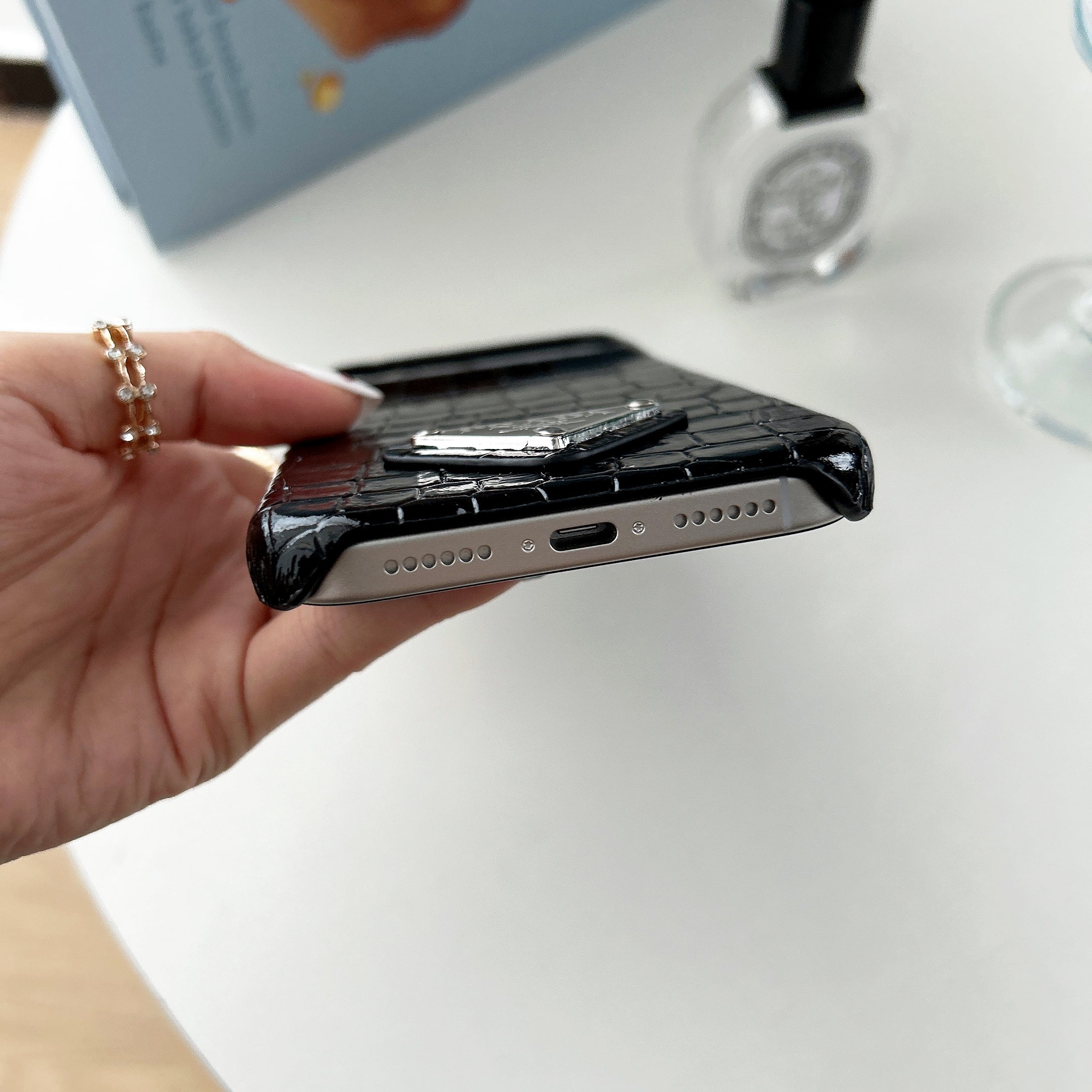 Prada Crocodile-Style Leather iPhone Case
