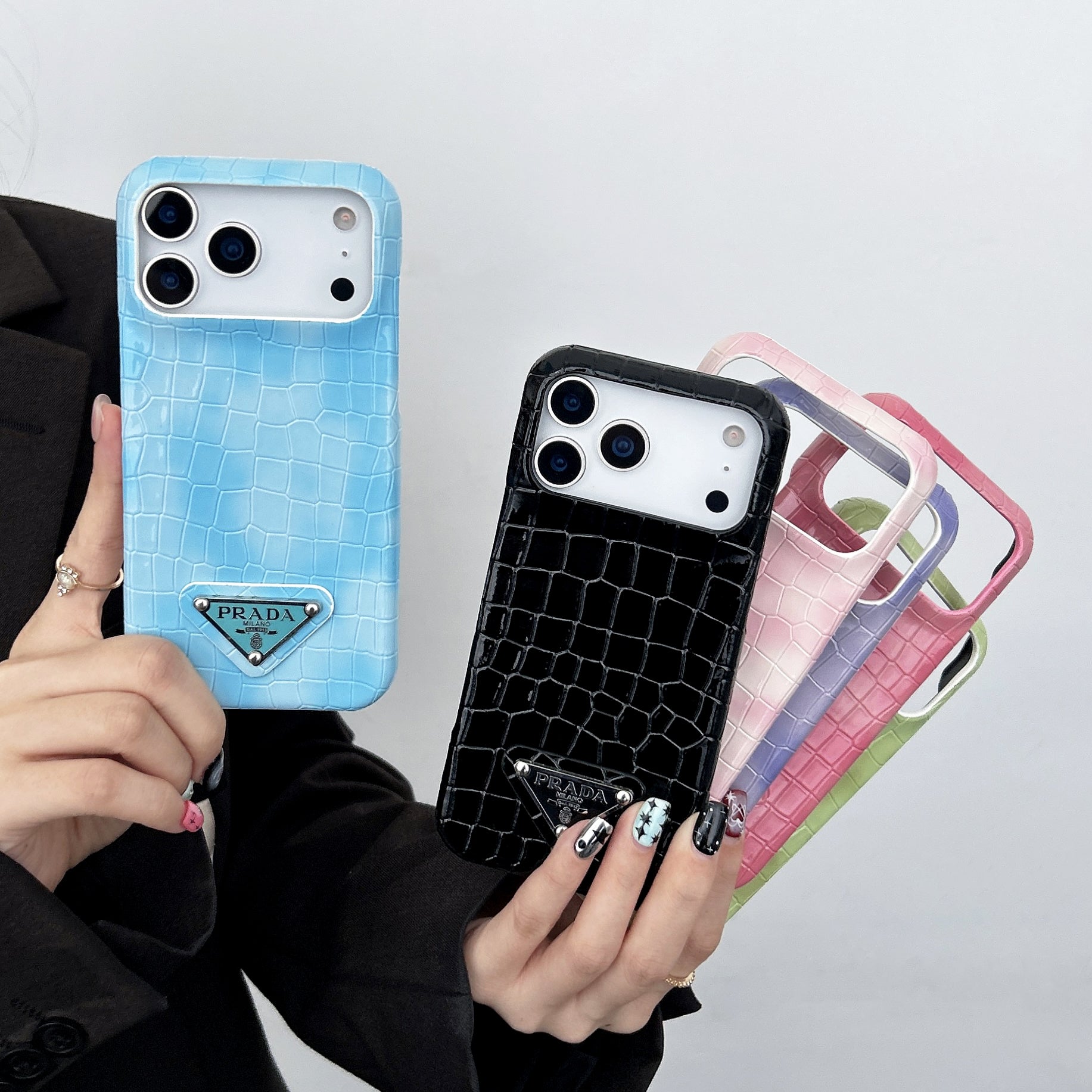 Prada Crocodile-Style Leather iPhone Case