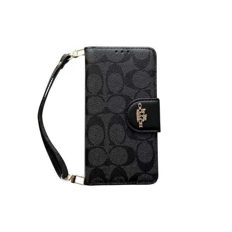 Coach Phone Case Wallet Style with Hand Strap for iPhone 12-17 Pro Max