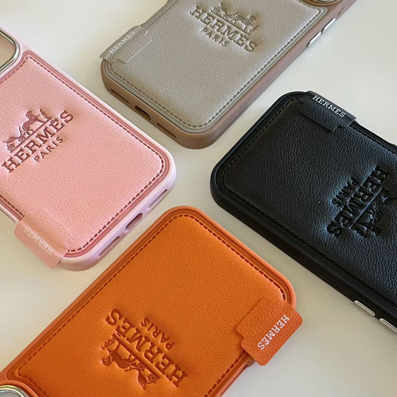 Hermes Leather Phone Case for iPhone 13-17 Pro Max
