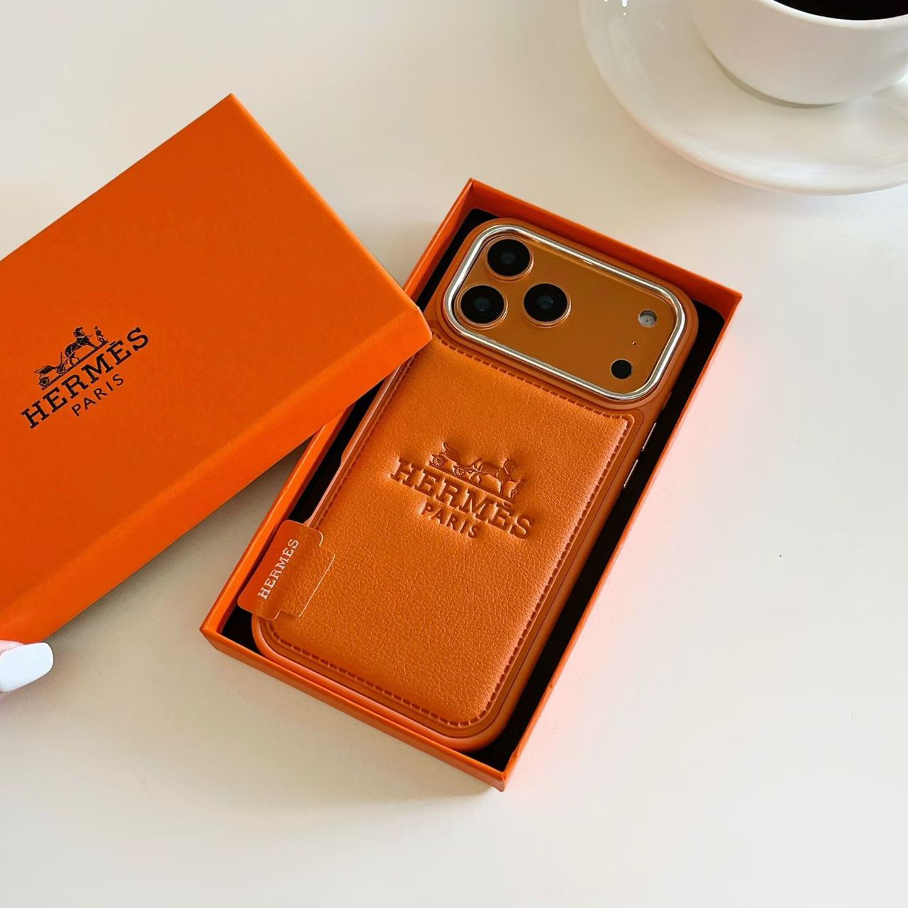 Hermes Leather Phone Case for iPhone 13-17 Pro Max