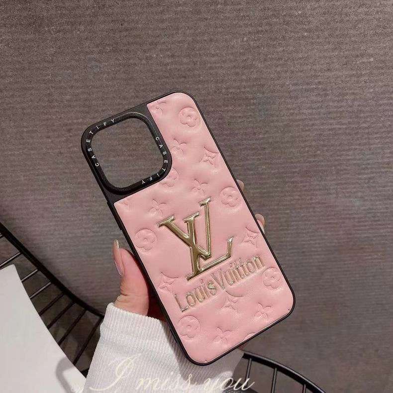 Pink Designer Style TPU Leather Case For iPhone 12-14 Pro Max