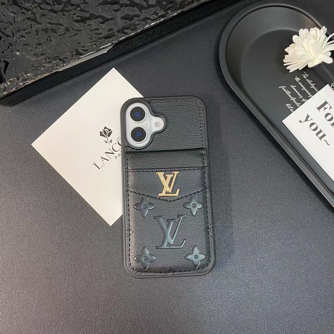 Luxury Monogram Leather Case With Card Wallet For iPhone 16-16 Plus