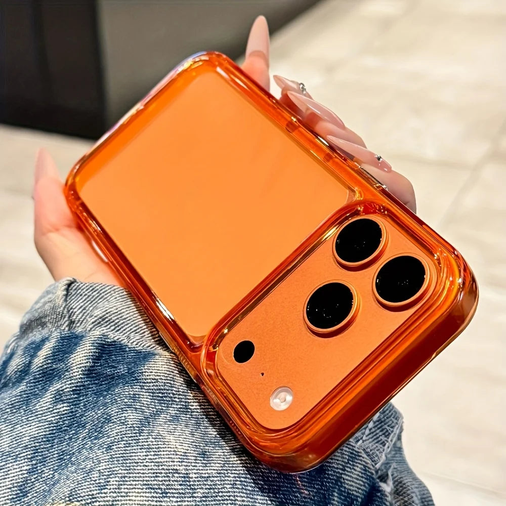 Luxury Transparent Shockproof Armor Orange Phone Case for Iphone 17 Pro Max 17 Pro 17 Clear Bumper Acrylic Cover ﻿