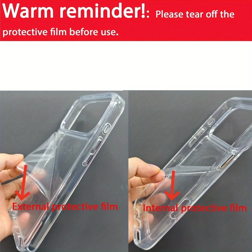 Luxury Transparent Shockproof Armor Orange Phone Case for Iphone 17 Pro Max 17 Pro 17 Clear Bumper Acrylic Cover ﻿