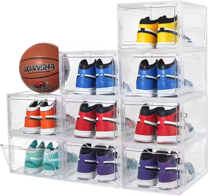 Shoe Storage Box, 6/8 Pack Shoe Organizers Magnetic Door