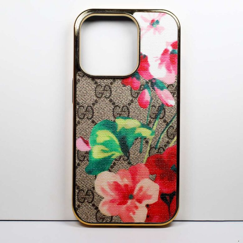 Red Bloom Print Leather Case For iPhone 11-16 Pro Max